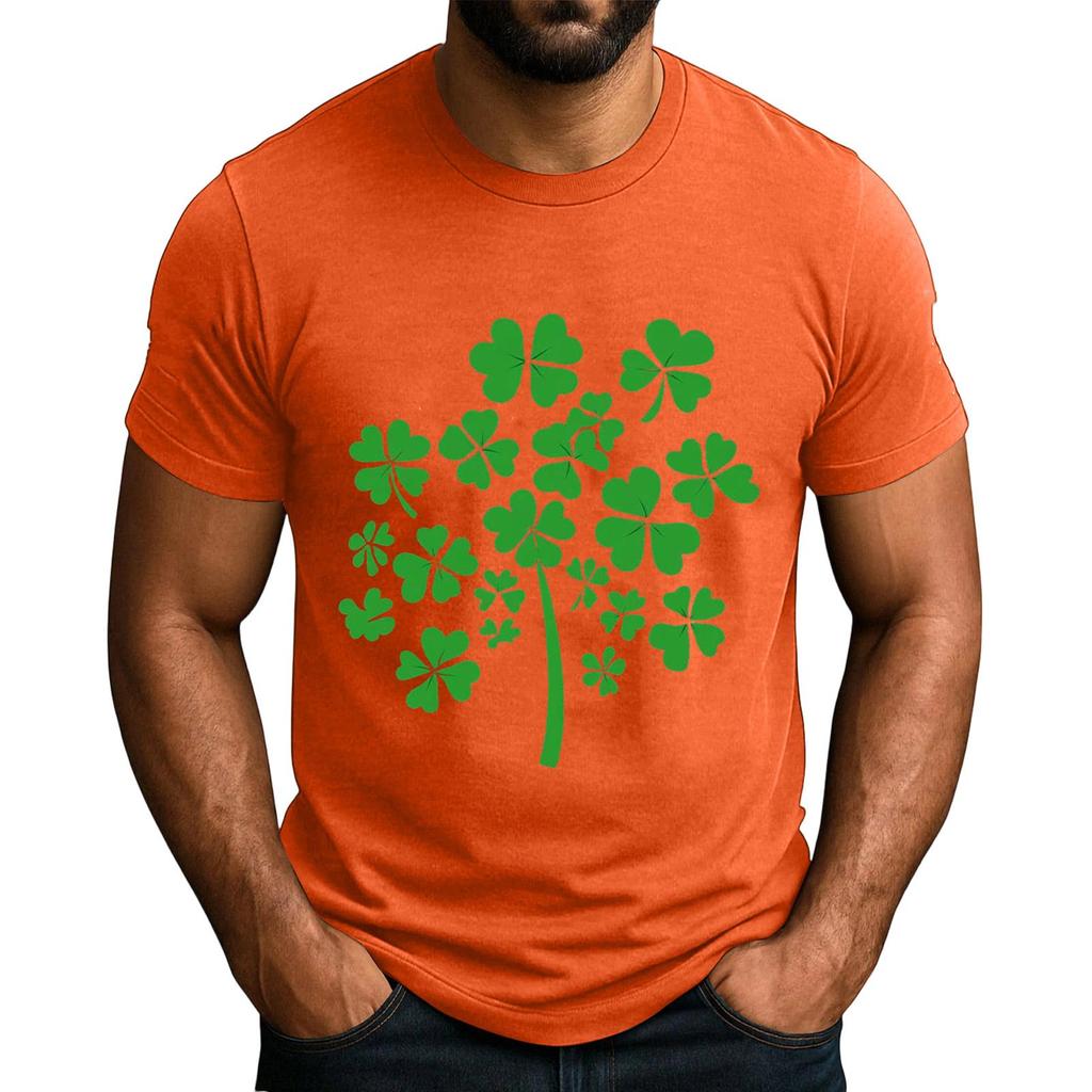 Popularny Męski T-shirt z Nadrukiem, Okrągły Dekolt, Krótki Rękaw