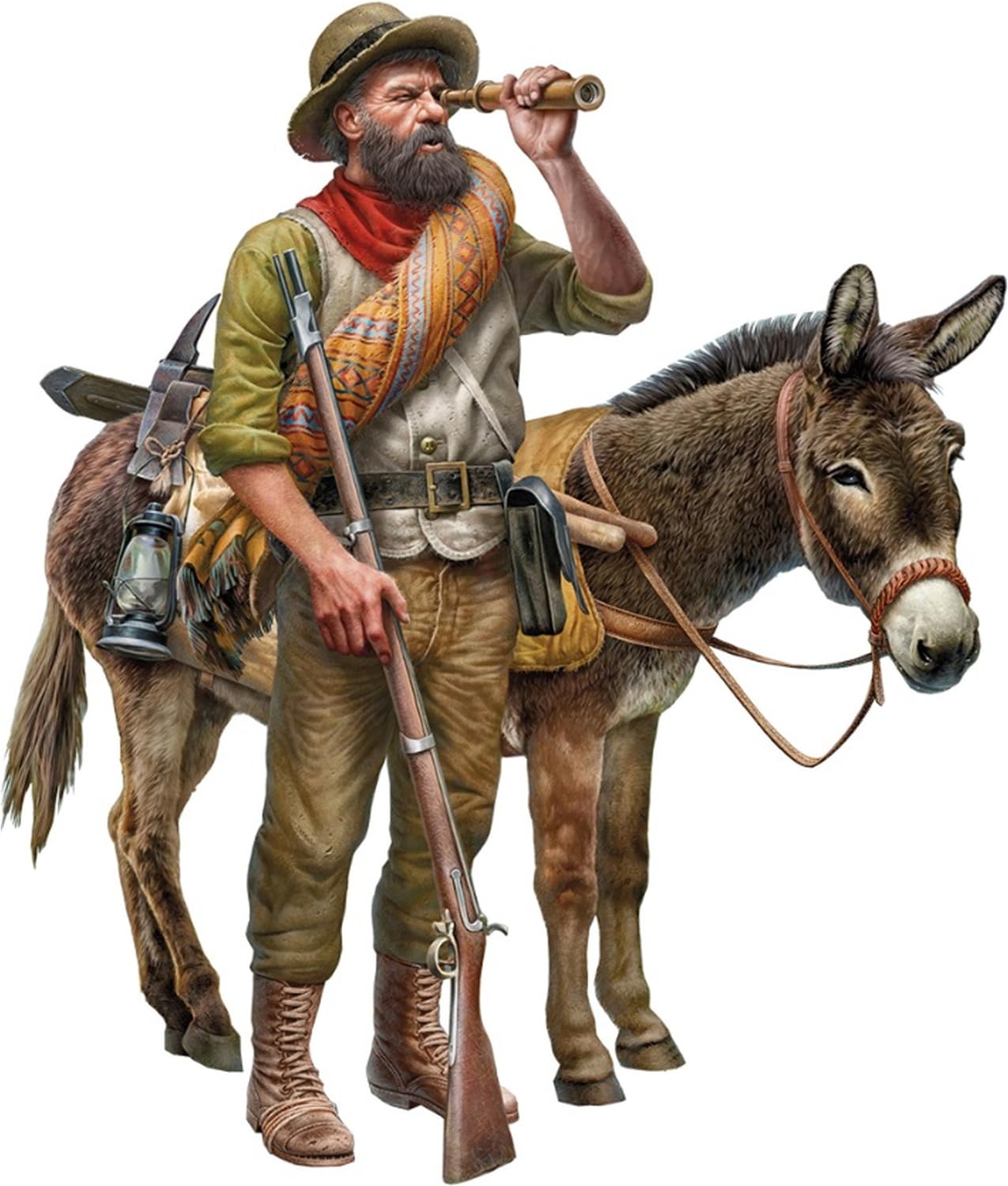 

Пластиковая модель Master Box Gold Rush Series 1 Gold Miner and Donkey MB35233 1/35