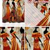 2D flat printing 2pcs Curtain Curtains African Women Carrying Pots Digital Printed Polyester Drapes Family Party for Holiday