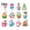 Holiday Hanging Pendants Christmas Wooden Ornament, Lollipop Cupcake Ice Cream Popsicle Cute Snowman Decor Decorations for Xmas Tree, Window,