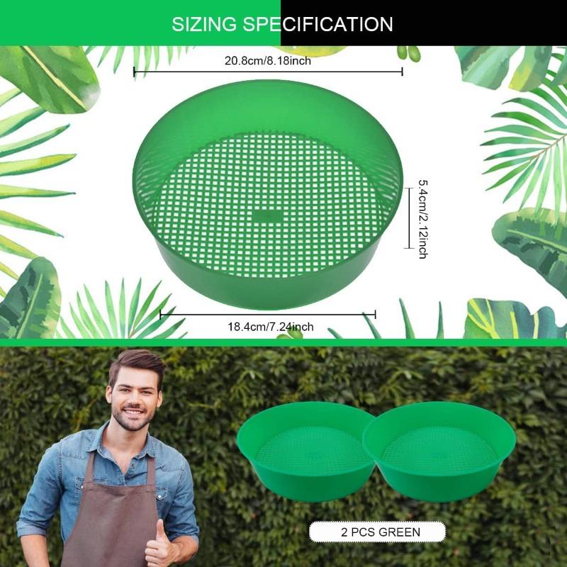 3Pcs Plastic Soil Sieve Filter Mesh for Soil Stone Sifting Filtration Home Garden Flower Plant Nursery Tools (Green)