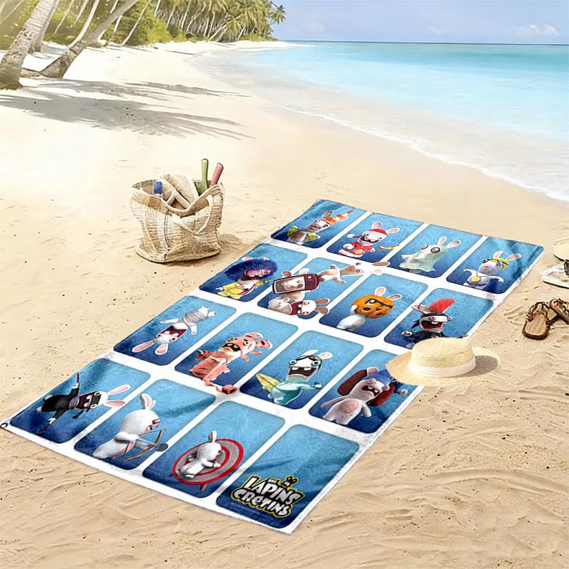 Rabbids Invasion Bliss Print Beach Towel, Large Soft Quick Dry Towel for Beach Camping Swimming