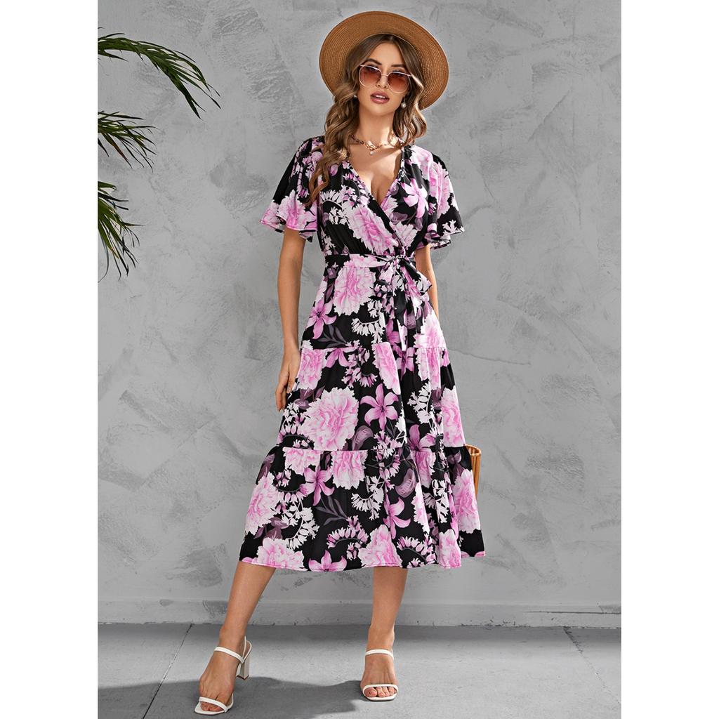 2025 New Fashion Trend Dresses Spring Summer Printed Waist Dresses Fashion Women's