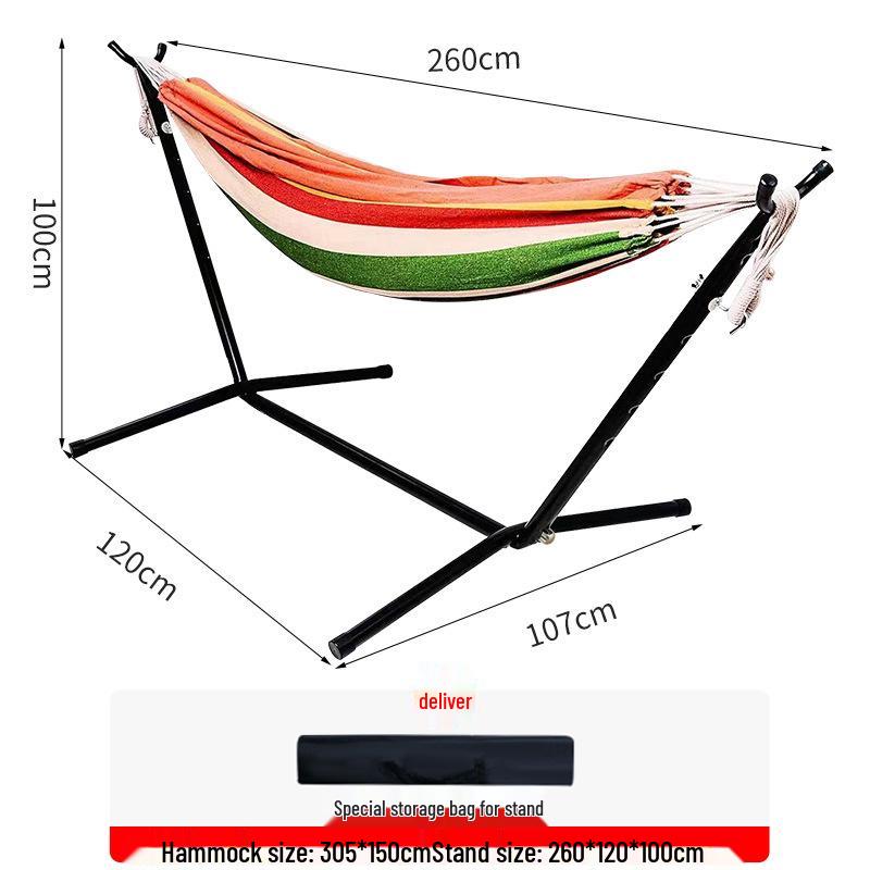 Double Outdoor Canvas Hammock: Lightweight, Anti-Roll, Detachable Stand for Camping & Children's Swing Chair