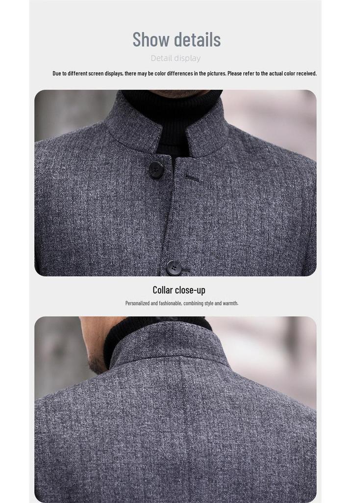 Men's Fashionable Double-Sided Wool Coat - 2025 Winter Stand Collar for Middle-Aged