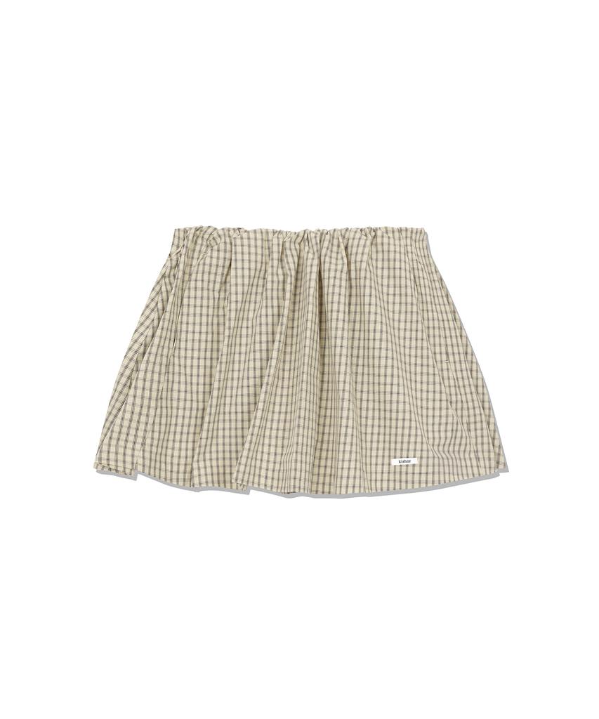 Kisyoleu Shirred Mini Skirt_Beige Check