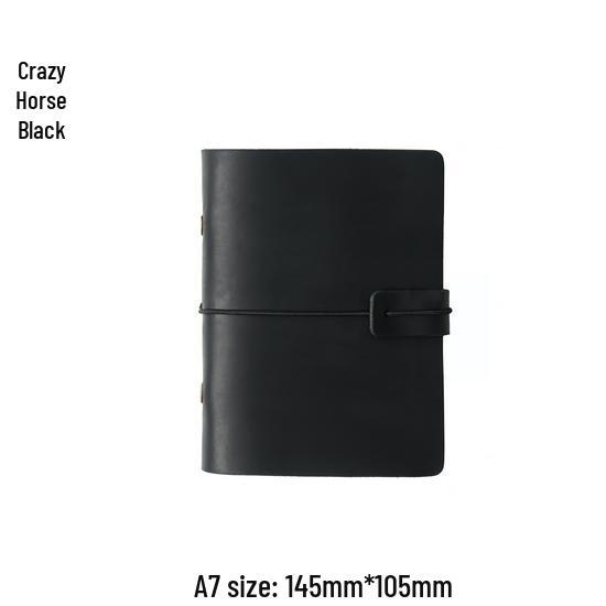 

Handmade Crazy Horse Leather Travel Journal with Buckle Closure - A6/A7 Notebook