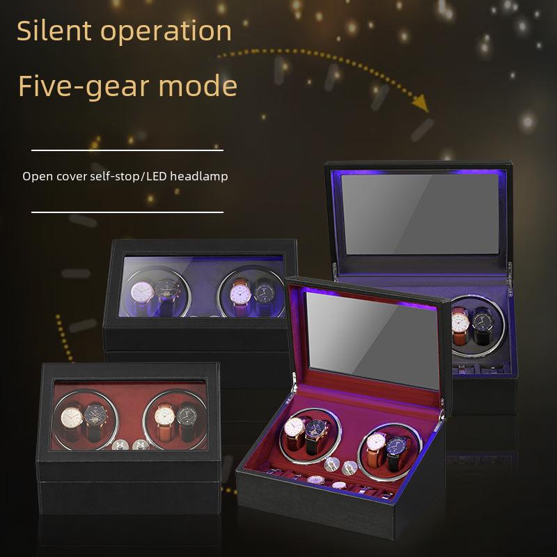 

Electric Watch Winder with LED Light - 4+6 Storage Box