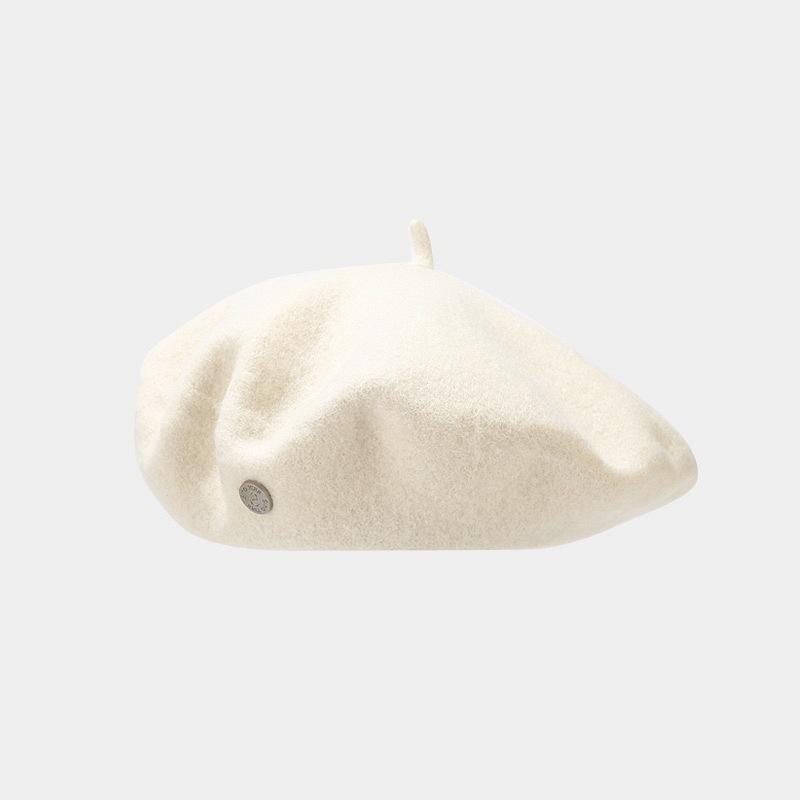 Ins Metal Standard Beret Autumn and Winter Retro Temperament Literary Painter Hat Showing Face Small Woolen Bud Hat Female