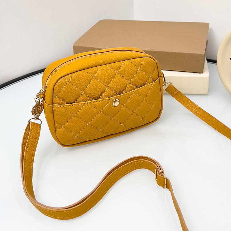 Diamantová čtvercová taška se vzorem liči, taška na mobilní telefon, dívčí taška přes rameno crossbody v korejském stylu