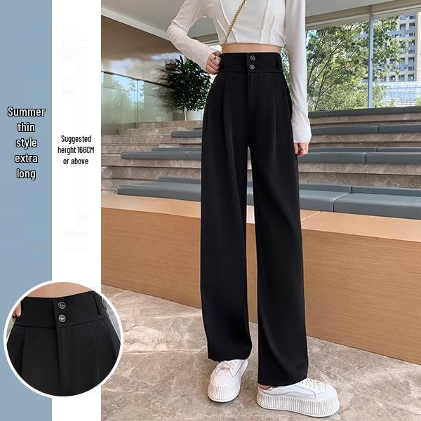 Women's Fleece-Lined Slim-Fit Wide-Leg Pants: High-Waisted, Sleek, and Stylish for Spring/Autumn