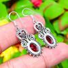 Natural Mozambique Garnet Gemstone 925 Sterling Silver Earring 1.77" I6c30
