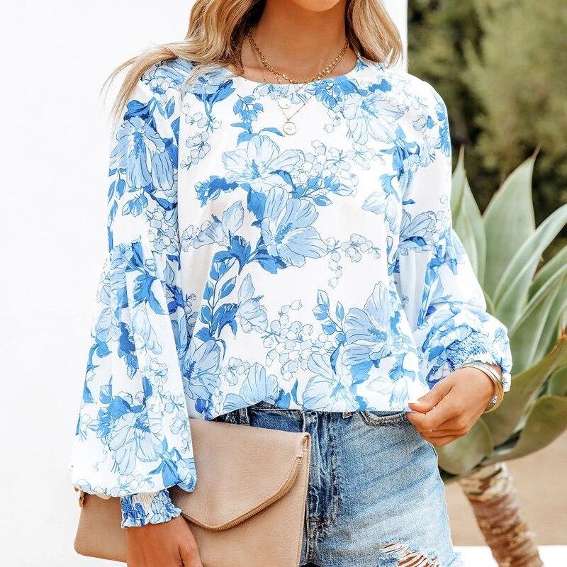 Blusa elegante con cuello redondo para Mujer, blusa informal con