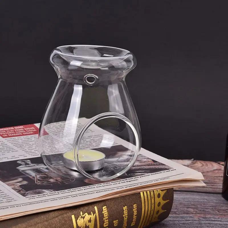 Hot Nordic Home Decor Glass Candle Heat Resistant Oil Furnace Aroma Burner Holder Candlestick Vase Romantic Wedding Decoration