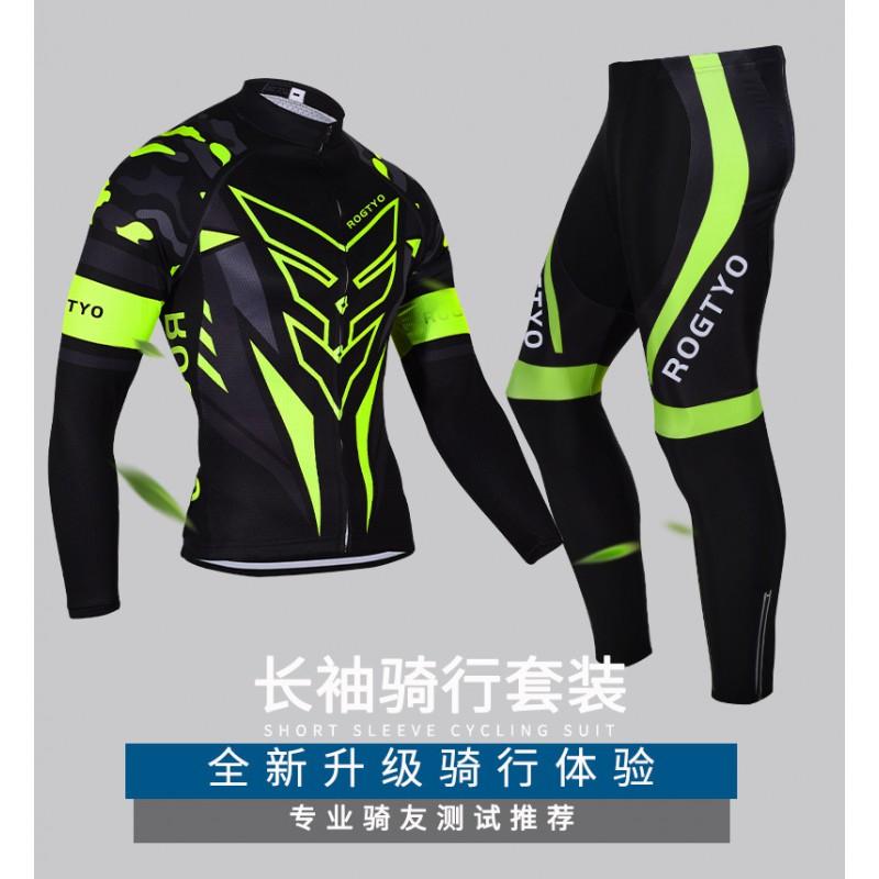 Mens Winter Thermal Fleece Cycling Set Long Pants Jersey Mountain Bike Road Riding