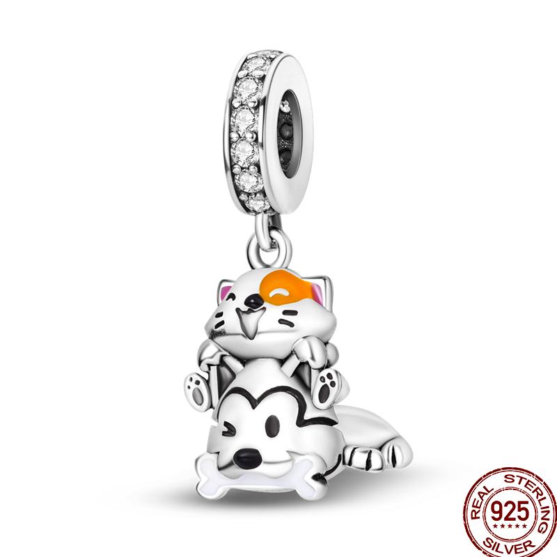 Copper Colored Zircon Rainbow Unicorn Mermaid Flower Charm Beads Suitable For 3Mm Original Bracelet