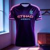 Unisex Černý venkovní fotbalový dres NYCFC s potiskem Etihad Airways Rychleschnoucí Krátký rukáv Kulatý výstřih Fotbalový fanoušek Tréninkové Sportovní trička