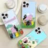 Cute Cartoon Barbapapa Silver Gradient Pleated Water Ripple Phone Case for IPhone 17 16 15 14 13 12 11 Pro Max