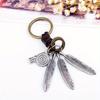 Vintage Pendant Hand Woven Leather Keychains for Men Car Key Chain Women Tassel Feather Keyring Charm Jewelry Friends Gift