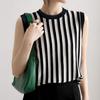 Navava Women Stripe Round Neck Sleeveless Knit Nk3058