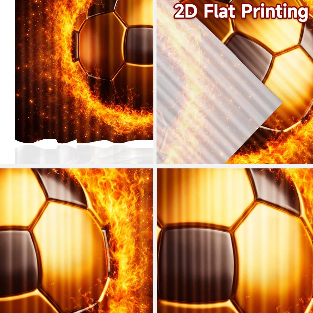 2D Flat Printing 2pcs Curtain Party Curtains Fiery Soccer Crown Digital Printed Polyester Drapes Festive Curtains for Holiday