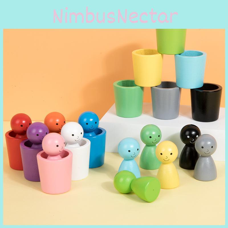 Holzfarbene Klassifizierungstassen Für Kinder Frühe Bildung Lern-Geschenk-Spielzeug