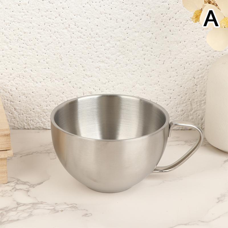 Stainless Steel Coffee Cup Mug Saucer Spoon Heat Resistant Milk Cup Saucer Spoon Kitchen Drink Water Cup Tableware