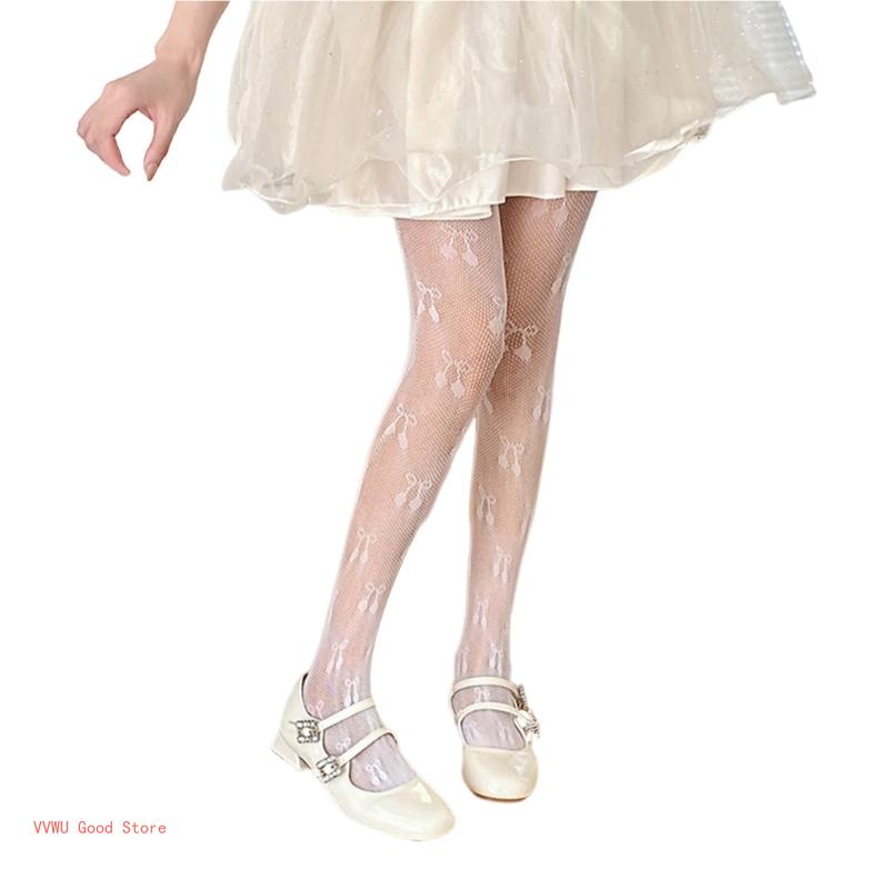 

Women Elegant Hollowed Mesh Pantyhose Cherry Jacquard Fishnet Tights Stockings