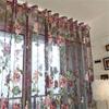 Fashion 1pcs Peony Tulle Curtains For Kitchen Door Window Living Room Bedroom Jacquard Sheer Voile Yarn