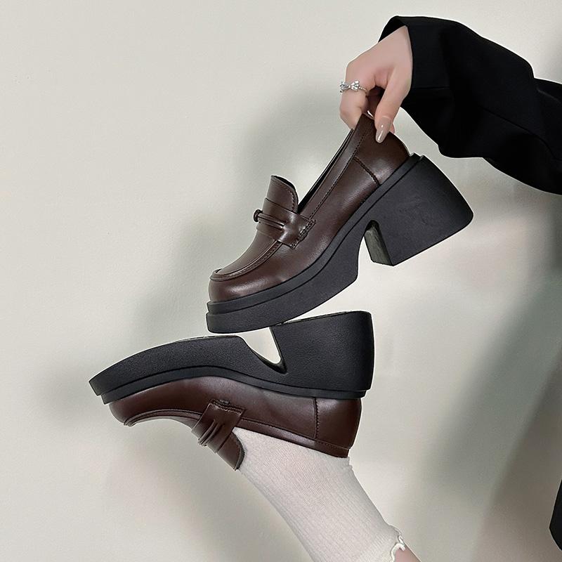 Fashion 2026 Spring Autumn Platform Mary Jane Shoes Women Thick Heels Trendy Street Slip On Lolita Shoes