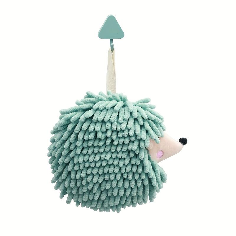 Chenille Fuzzy Ball Hand Towels Hedgehog Cartoon Towels Absorbent Funny Hanging Hand Drying Towel with Loop for Bathroom Kitchen