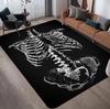 Skeleton Printed Carpet Red and Black Dark Punk Bedroom Decorative Floor Mat Living Room Kitchen Office Rug