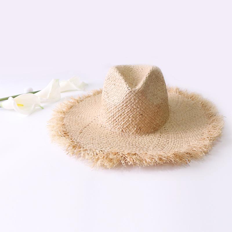 

DIY Natural Raffia Hat Body Millinery Summer Straw Hat Wide Brim Panama Hat Kentucky Derby Sun Hat with pompom flower belt bow