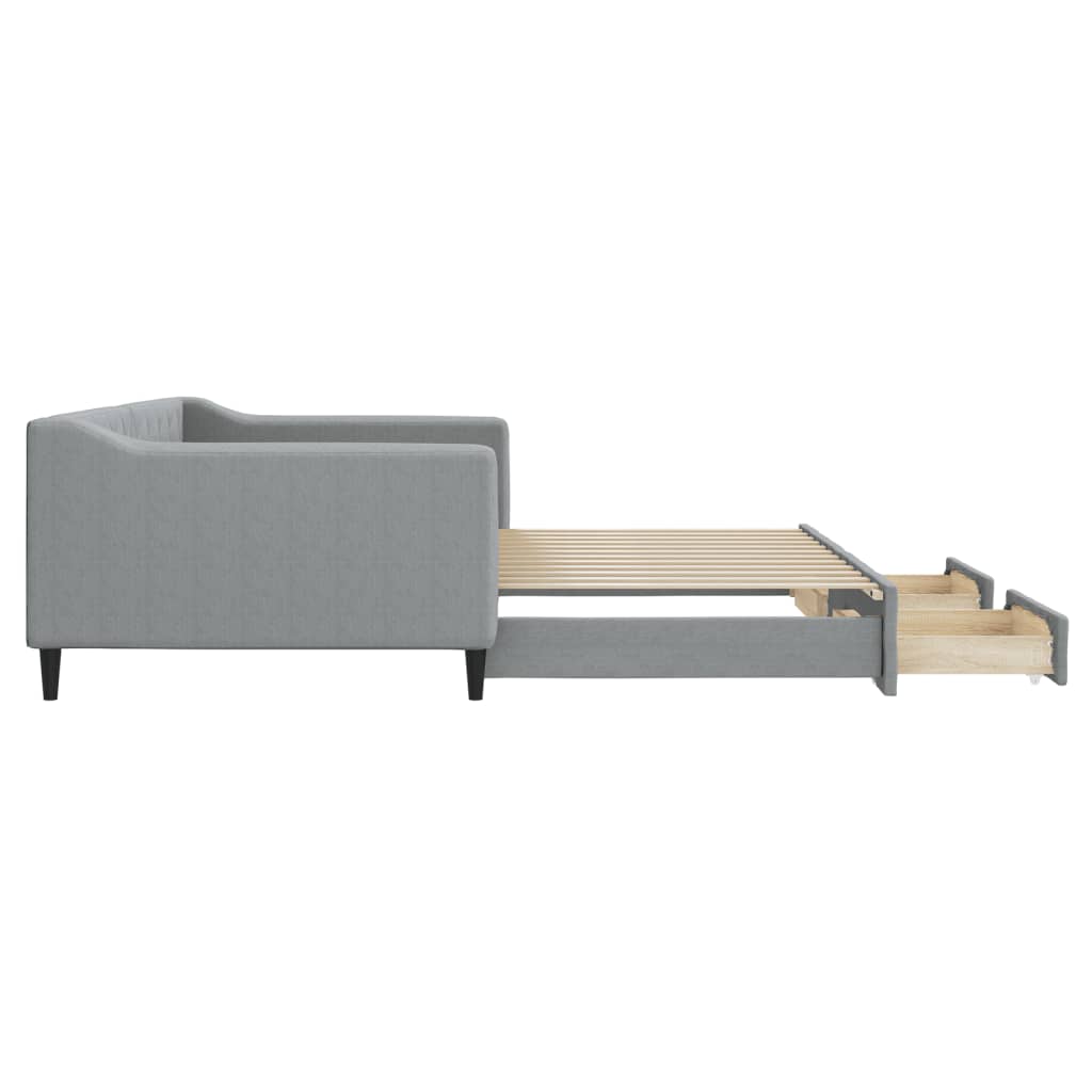 Vidaxl Sofa Rozsuwana Z Szufladami, Jasnoszara, 100X200 Cm, Tkanina