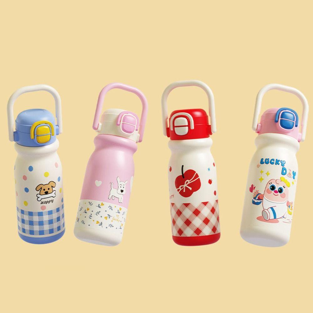 With Handle Vacuum-insulated Bottle Large Capacity Cartoon Straw Cup  Outdoor Activities