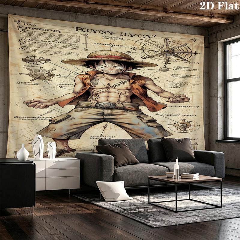 One Piece Monkey D Luffy Vægtæppe Æstetisk Vægophæng Trykt Stof Tæppe Dekorative Vægtæpper Til Soveværelse Stue Boligindretning
