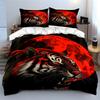 Fierce Tiger Red Moon Decor Soft Comfortable Duvet Cover Bedding Set Included 1*Duvet Cover & 2*Pillowcases, Gift