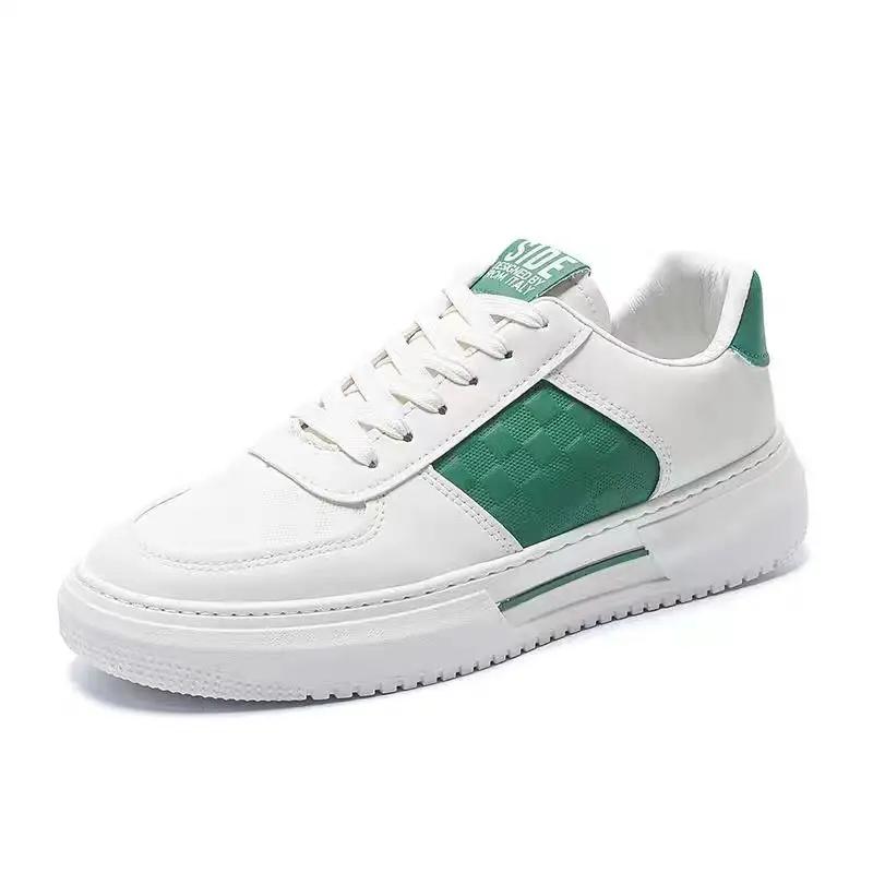 Men's Trendy Versatile Sports and Casual Leather Shoes Men's Thick Sole Heightening Small White Shoes 2024