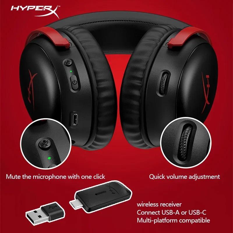 HyperX Cloud III with DTS Sound Microphone/HyperX Software Support USB Wireless Gaming Headset for PC PS Xbox Switch