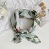Sunscreen Small Square Scarf Hair Band Printed Silk Scarf Retro Flower Print Scarves  Daily