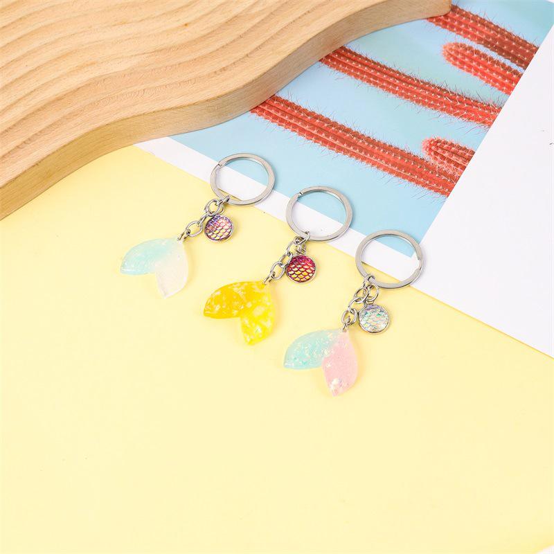 Gradient Mermaid Tail Keychain Pendant - Ocean Themed Backpack Accessory