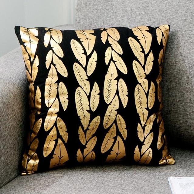 Love Black And White Bronzing Cushion Decorative Pillows Gold Foil Geometric Pillowcase Home Decor Sofa Throw Pillow 17*17inch