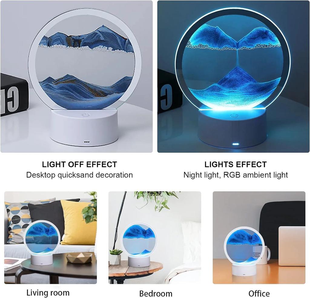 1Pack Dimmable 3D Dynamic Quicksand Lamp | Deep Sea Sandscape Art Night Light for Bedroom/Office, Decorative Bedside Table Lamp