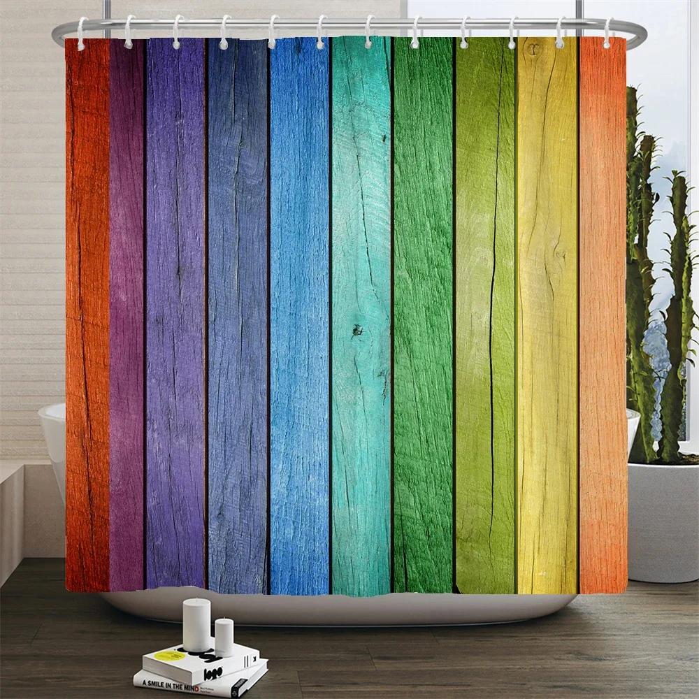 Rustic Shower Curtain Vintage Vertical Wood Planks Distressed Rustic Hardwood Design Fabric Bathroom Decor Curtain With Hooks