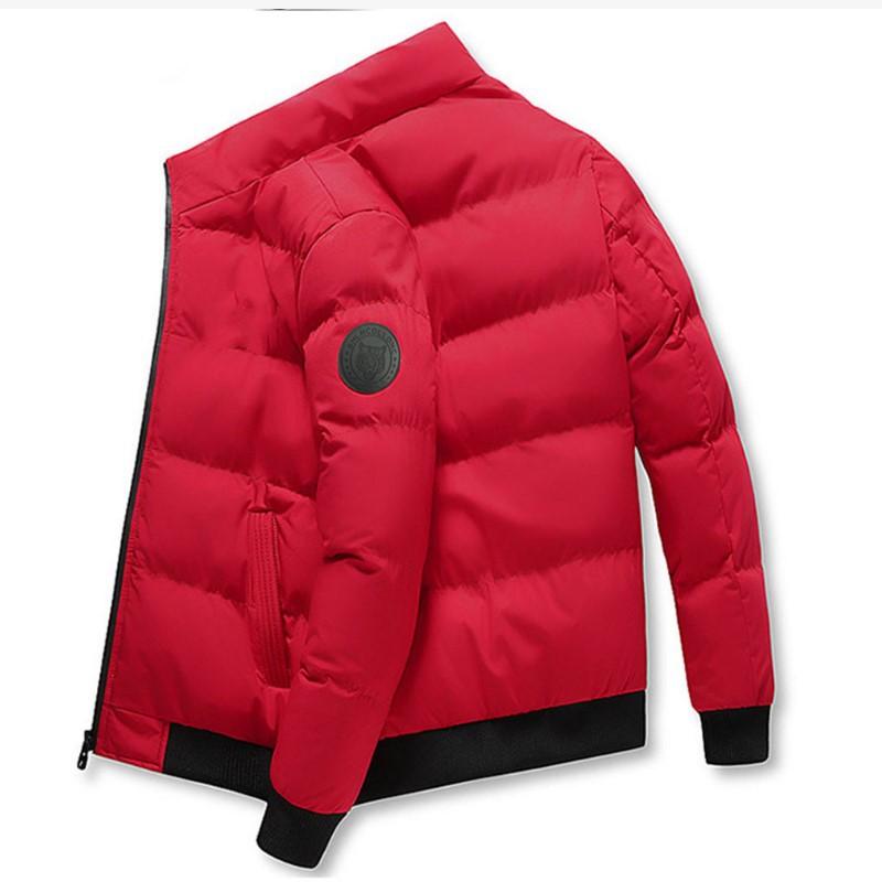 Winter Solid Color Zipper Down Jacket Thick Cotton Jacket Men Trendy Casual Youth Coat Versatile Comfortable Top