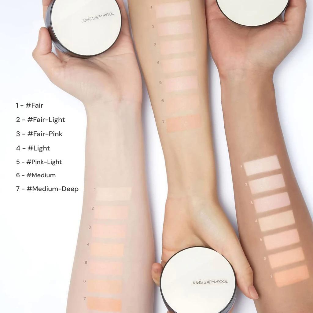 JUNGSAEMMOOL Essential Skin Nuder Kissen 14g+14g (Nachfüllen) 7 Farben, hautfreundliche Beschichtungspulver, die eine lang anhaltende Deckung ermöglichen