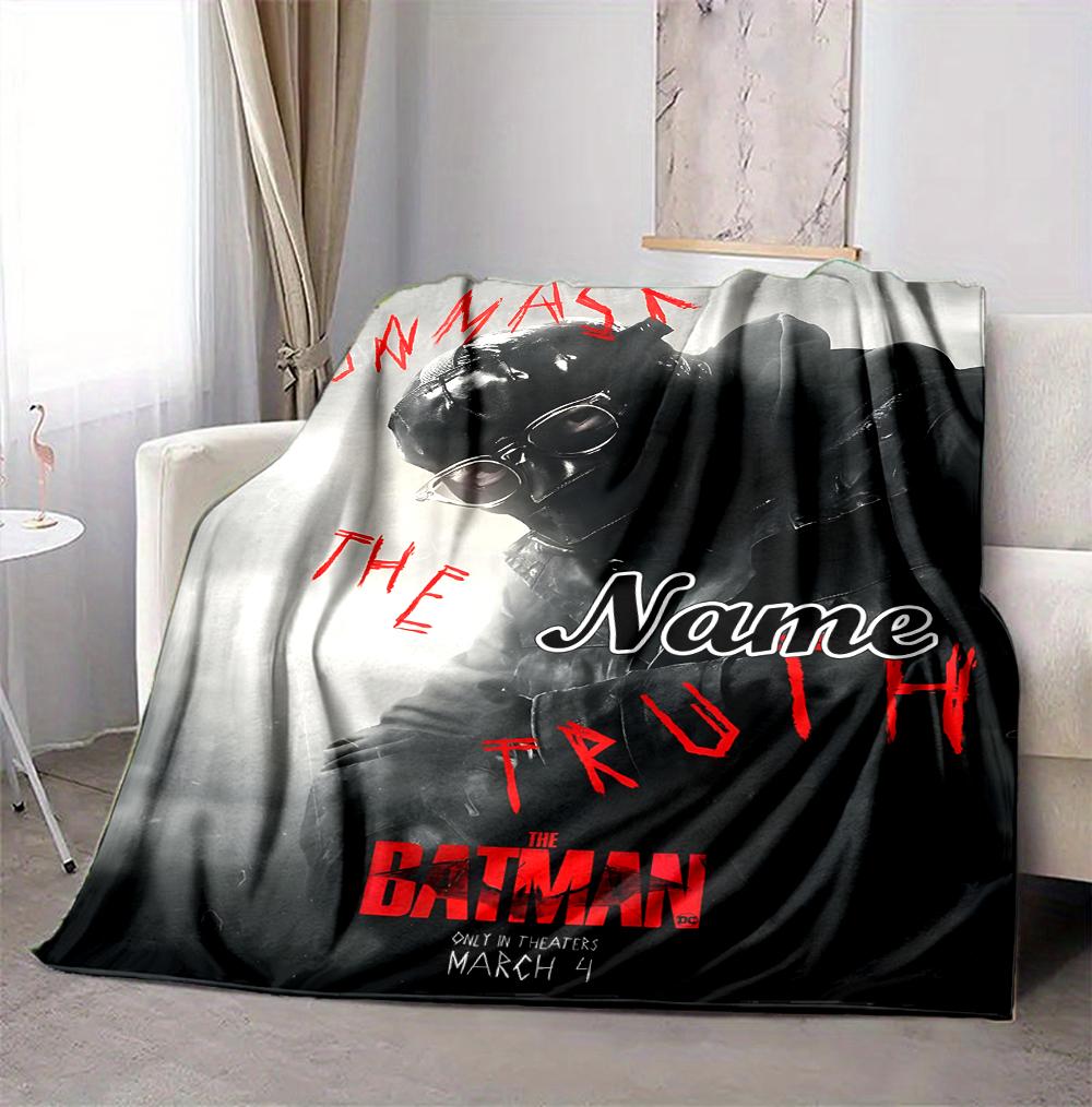 Custom Name Batman Mask Flannel Blanket Throw Blanket Soft Warm Sofa Bed home Decor Unique Gift