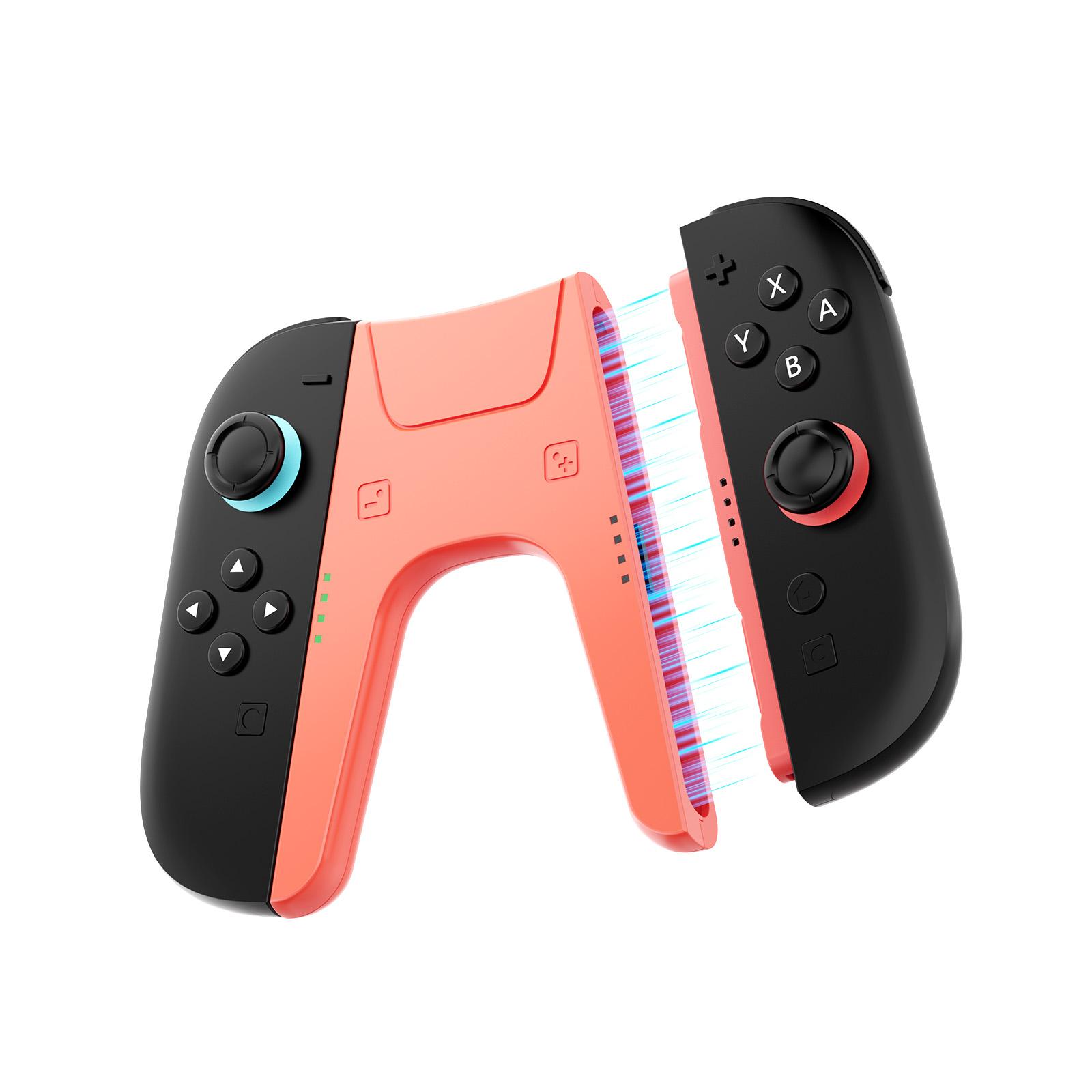 Зарядная рукоятка для контроллера Nintendo Switch 2 Joy-Con, двойная зарядная рукоятка Type-C со светодиодным индикатором, рукоятка для аксессуаров Nintendo Switch 2 красный
