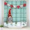 Christmas Gnomes Shower Curtain Set,Cute Winter Xmas Holiday Tree Buffalo Check Plaid Shower Curtains For Bathroom Decor,Hooks