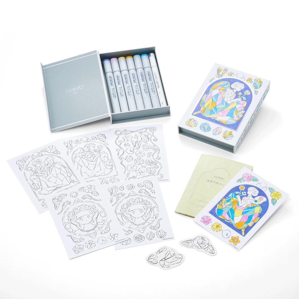 Copic Too Copic Sketch Kitazawa Heisuke Set (Shizuka Nori) with Acrea Postcard Coloring Book